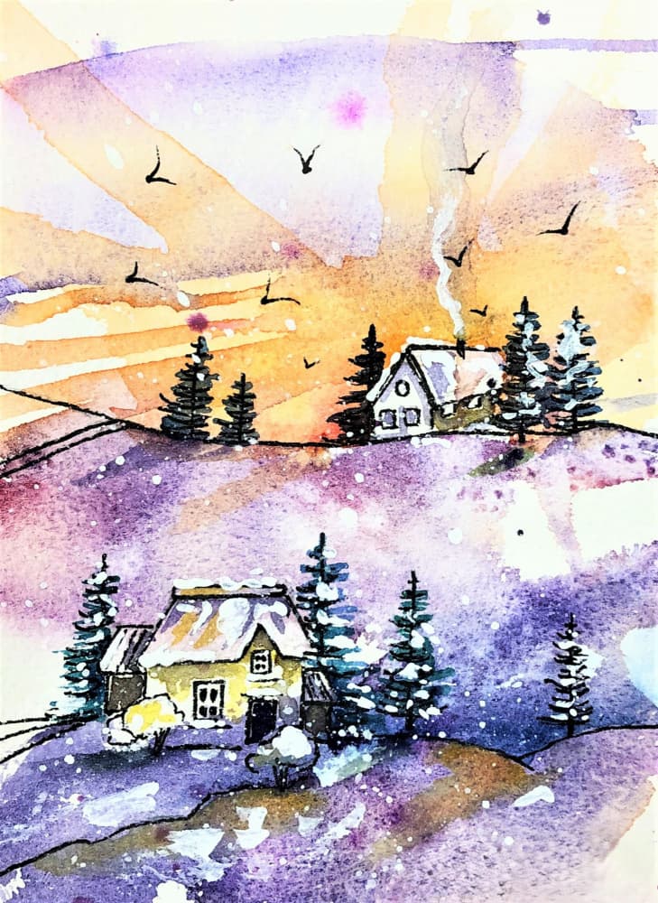 Cozy Winter Village by Anda Bieza — canvas wall art