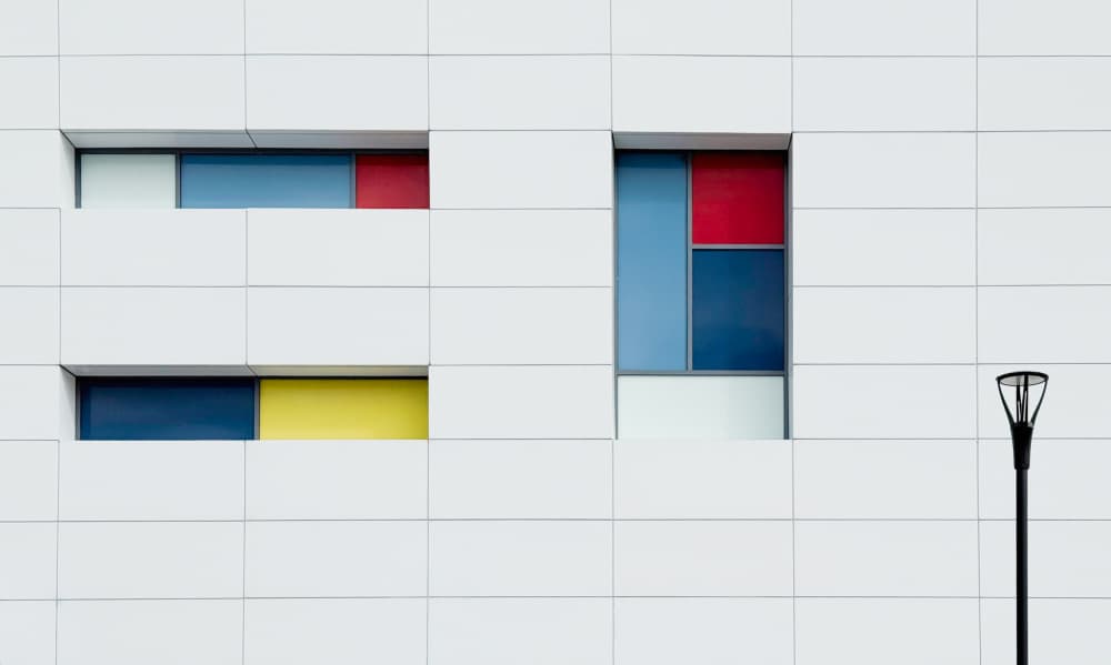 Colorful Geometric Facade by Emma Zhao — canvas wall art