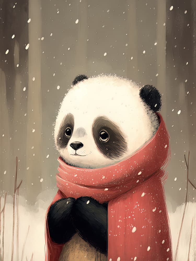 Sweet Panda Winter Snow by Bilge Paksoylu — canvas wall art