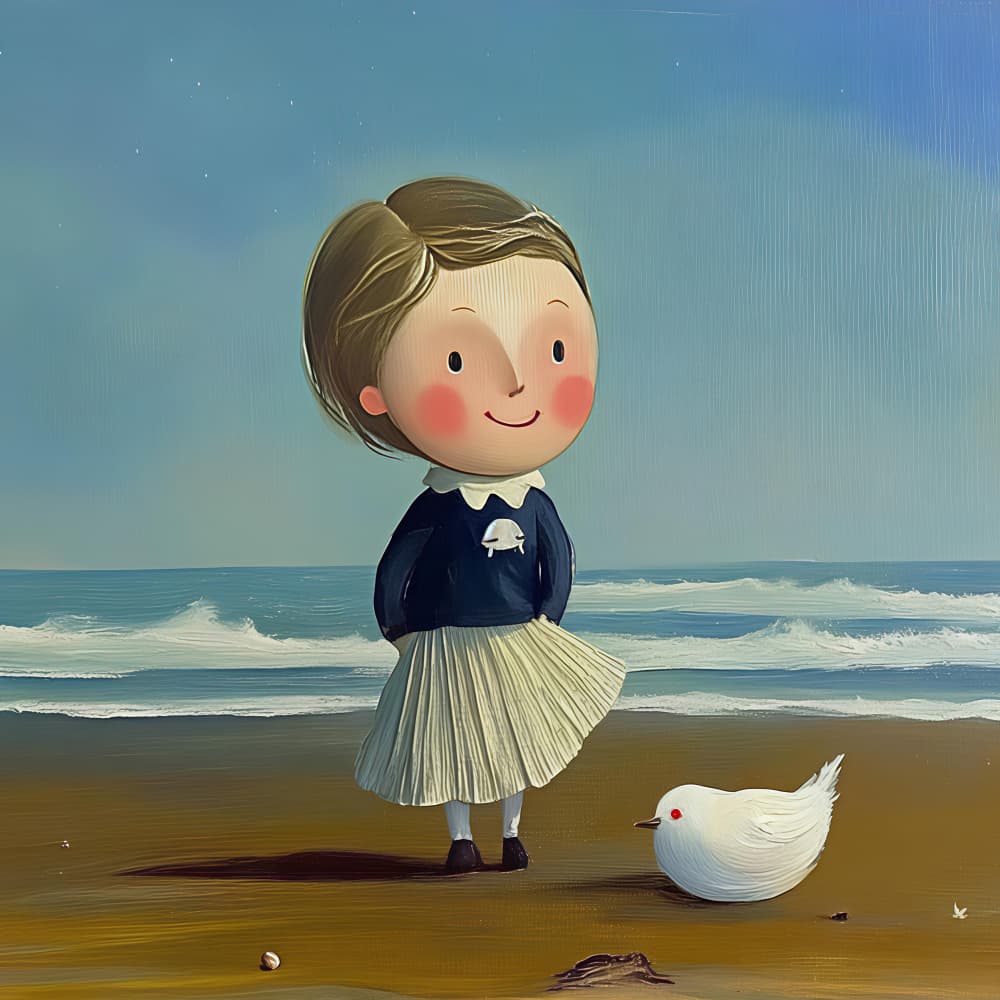 Happy Girl and Bird by Avanesova Elena — canvas wall art
