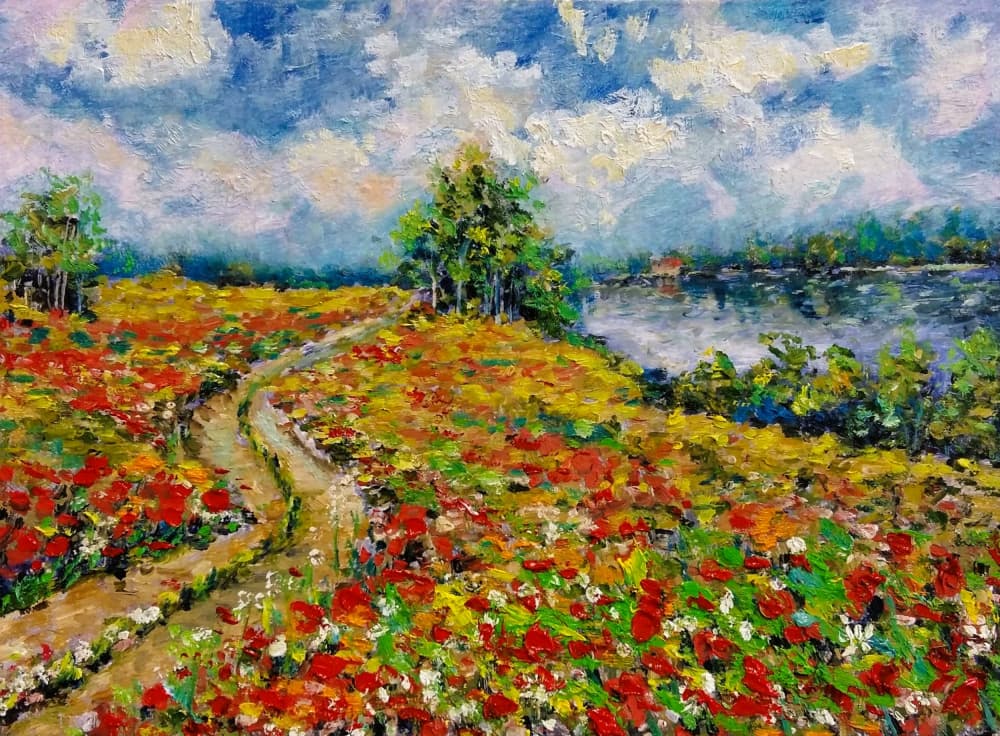 Vibrant Poppy Path by Anda Bieza — canvas wall art