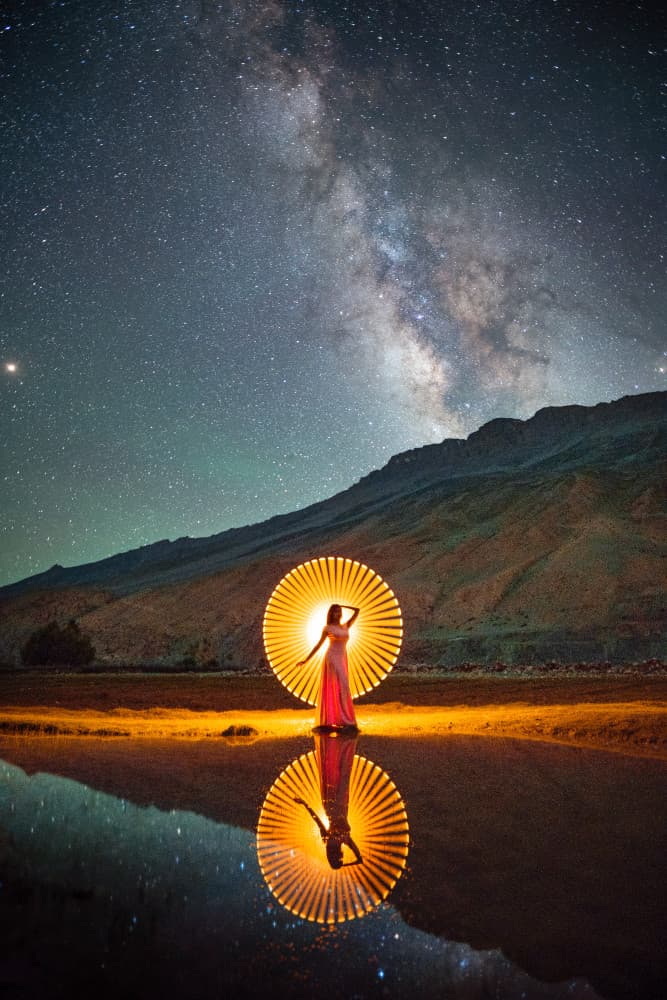 Milky Way Woman Light by Arun R Hegden — canvas wall art