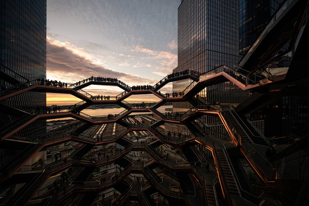 Geometric City Sunset by Marco Tagliarino — canvas wall art