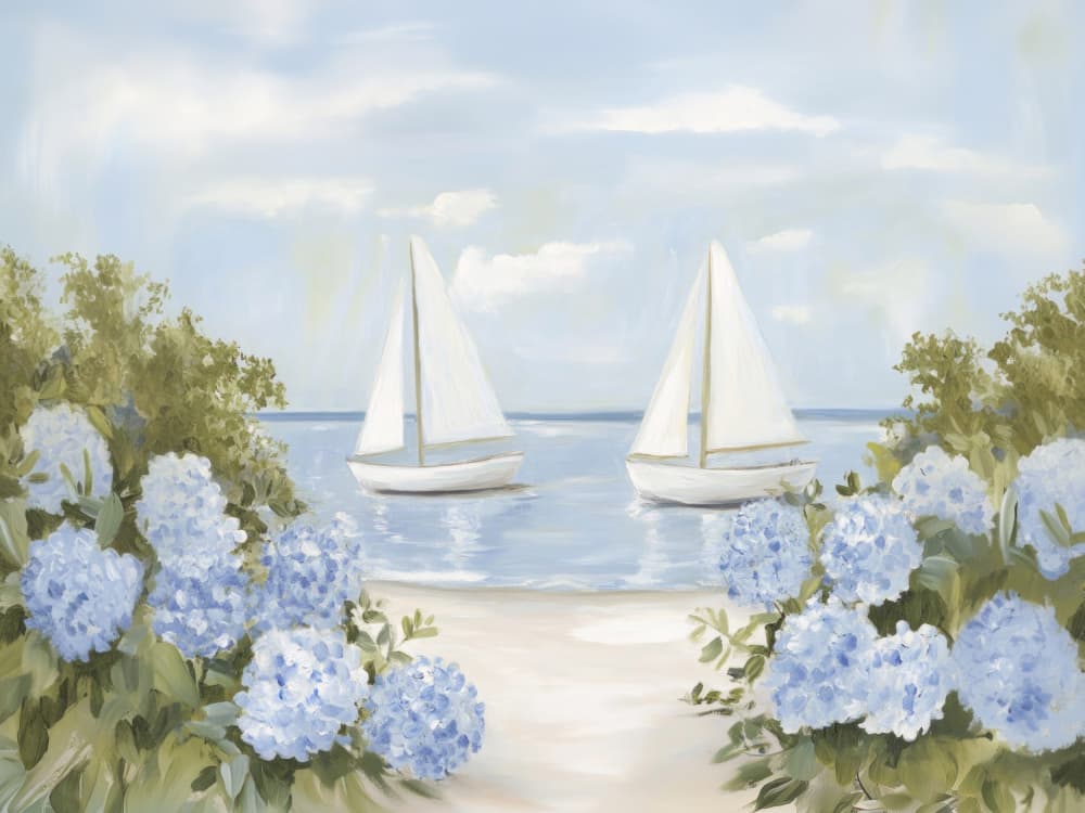 Hydrangeas by the Sea by Kathrin Pienaar — canvas wall art
