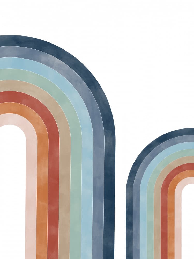 Muted Rainbow Arches by Elena Ristova — canvas wall art