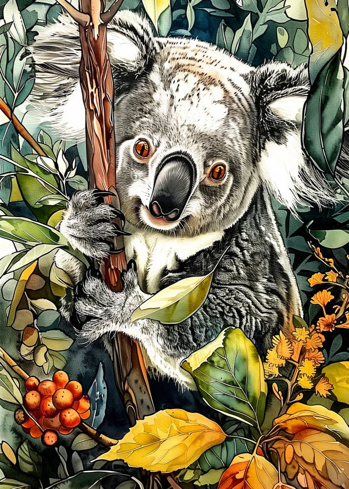 Adorable Tree Koala by Justyna Jaszke — canvas wall art