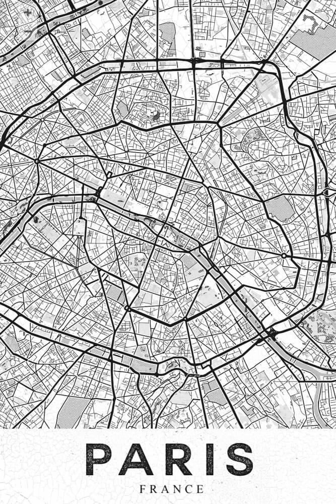 Iconic Paris City Map by StudioSix — canvas wall art