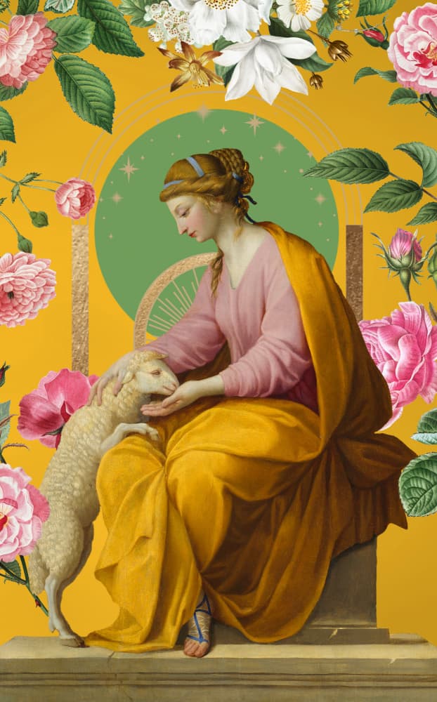 Floral Goddess and Lamb