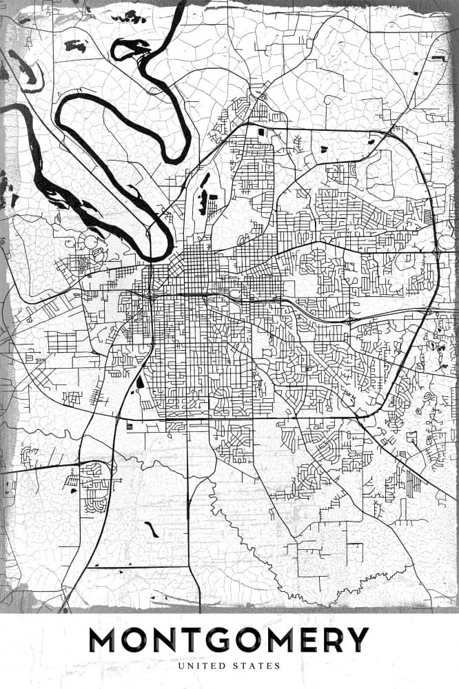 Montgomery City Map by StudioSix — canvas wall art