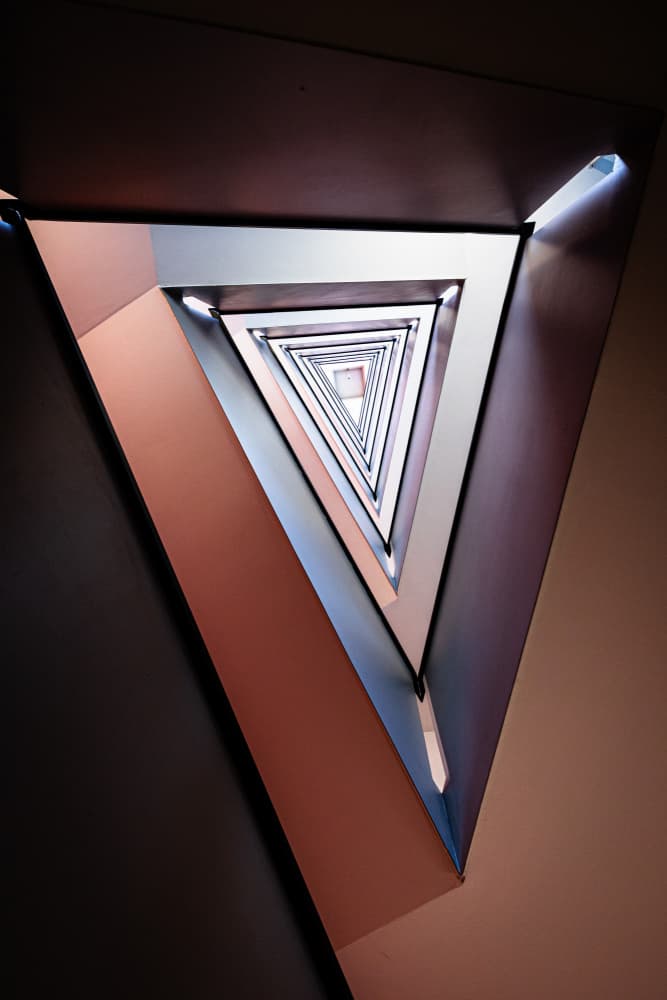 Triangular Stairwell Perspective by Hervé Loire — canvas wall art