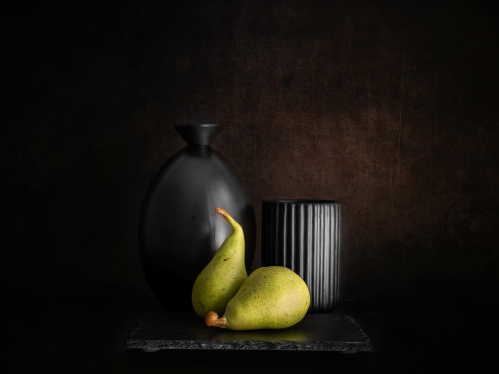 Moody Pears Still Life by Cristiano Giani — canvas wall art