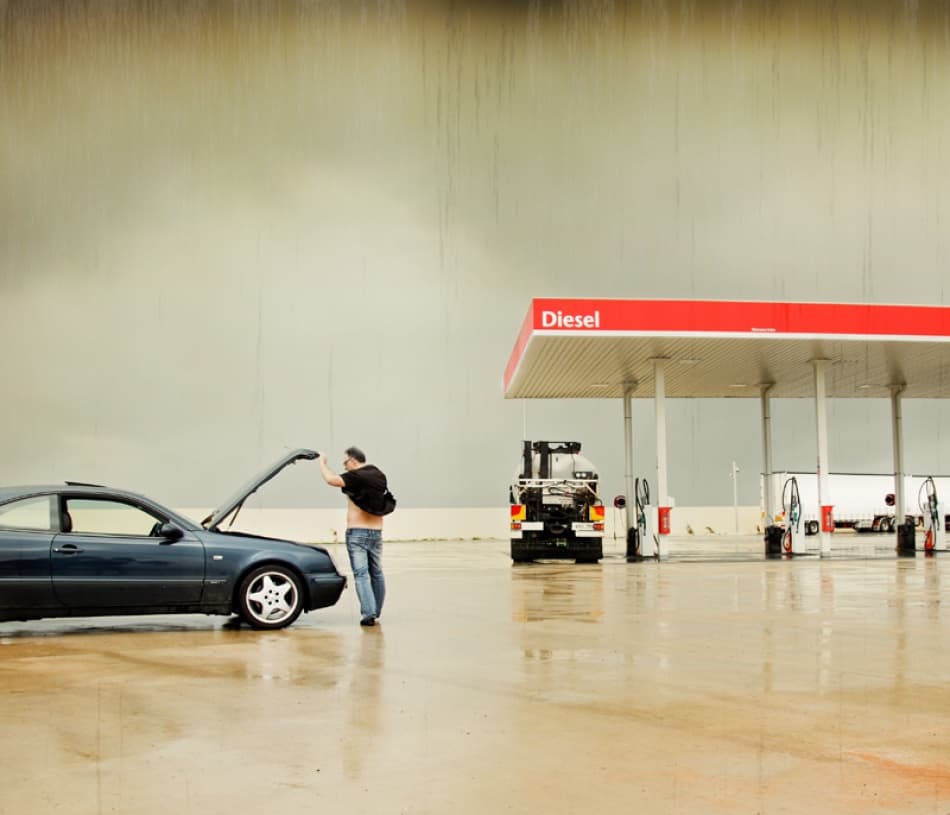 Trouble at the Diesel Station by Mel Brackstone — canvas wall art