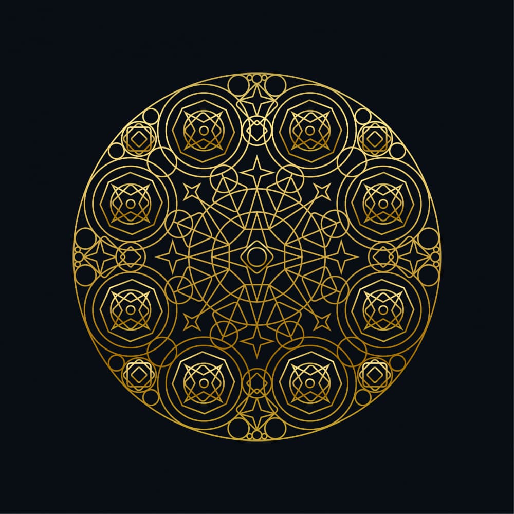 Sacred Golden Geometry by Marika Barsrsind — canvas wall art