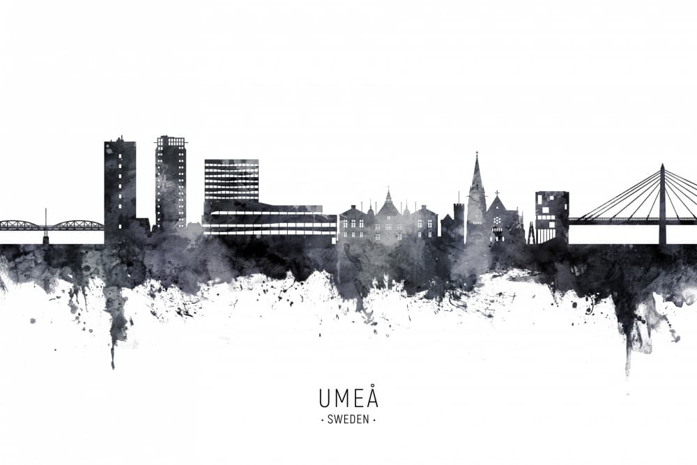 Umeå Sweden Skyline by Michael Tompsett — canvas wall art