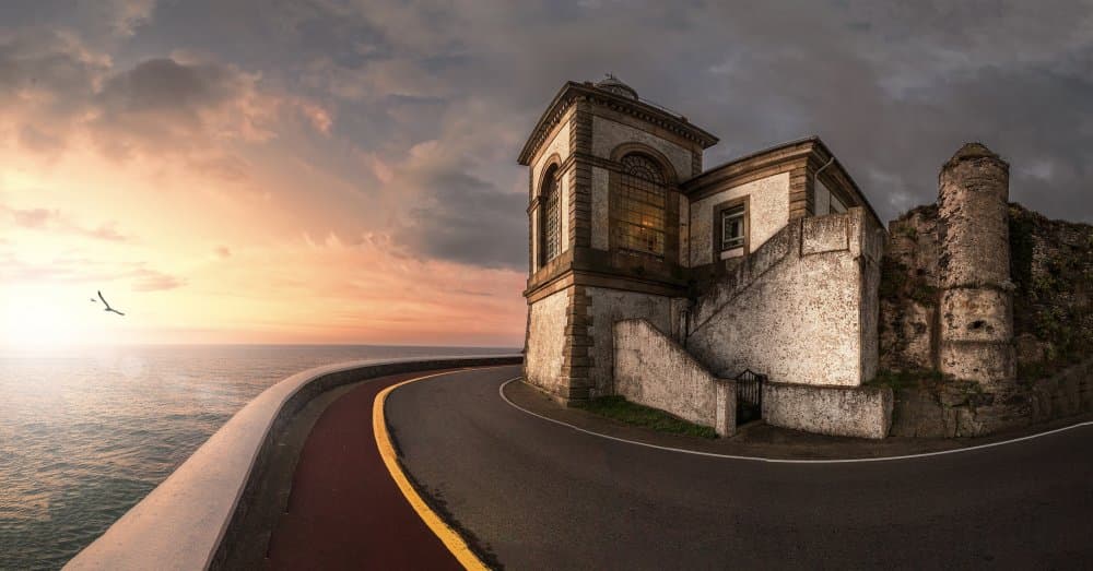 Coastal Fortress Sunset by Noam Mymon — canvas wall art