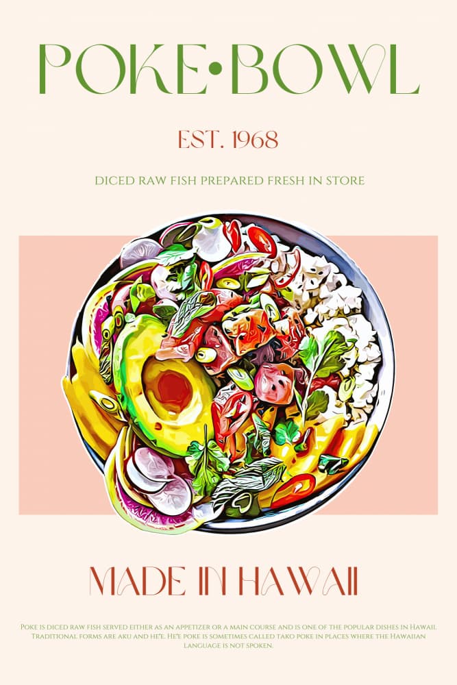 Fresh Hawaiian Poke Bowl by Nazma Khokhar — canvas wall art