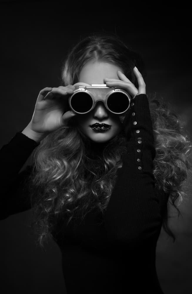 Steampunk Goggles Portrait by Denisa Justusová Šumcová — canvas wall art