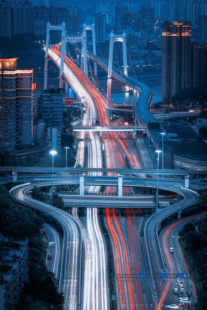 City Night Trails by Mei Xu — canvas wall art