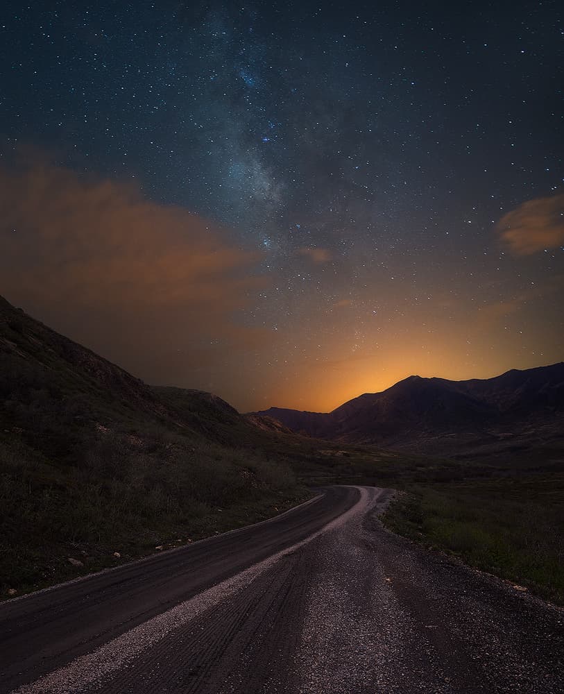 Road Under Milky Way by Dani BS. — canvas wall art