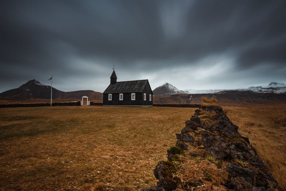 Black Church Landscape by Sunny Ding — canvas wall art