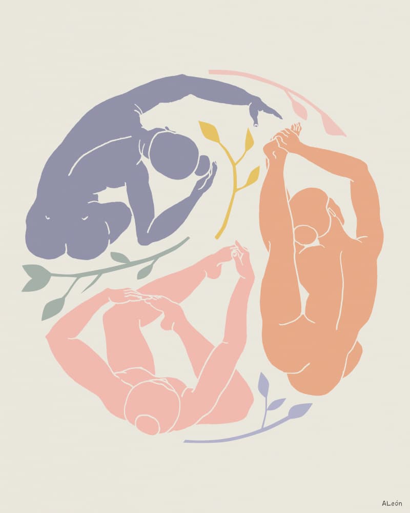 Serene Yoga Figures by Amanda Leon — canvas wall art
