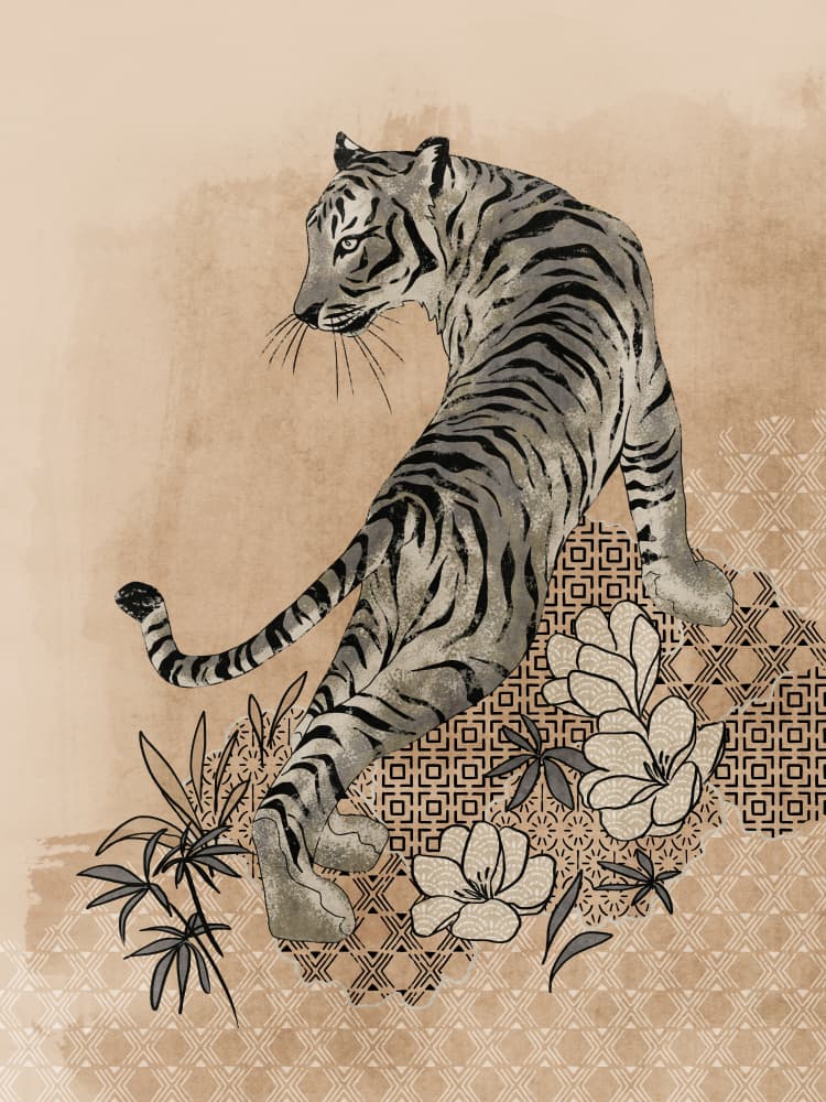 Grey Tiger Jungle by Dana Ďuričeková — canvas wall art