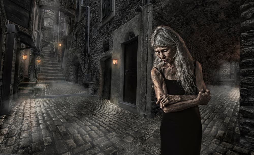 Mysterious Alley Woman by Claude Brazeau — canvas wall art