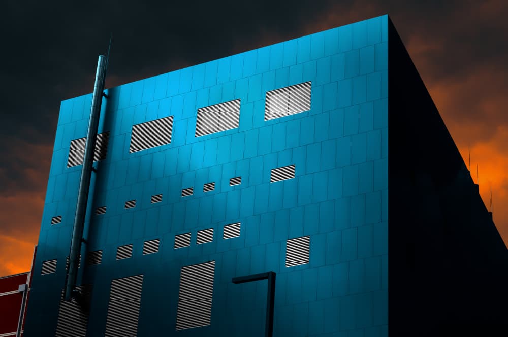 Dramatic Blue Architecture by Marc Huybrighs — canvas wall art