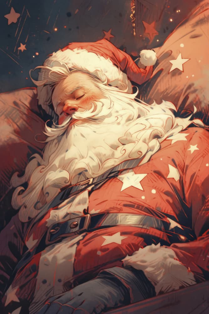 Slumbering Santa by Treechild — canvas wall art