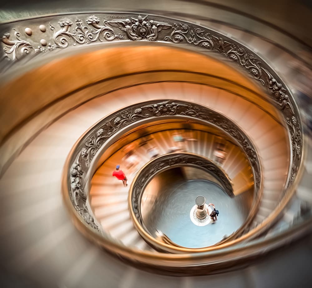 Golden Spiral Staircase by Annette Guo — canvas wall art