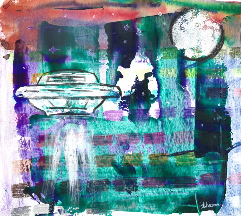 Vibrant UFO Night by Sunet Theron — canvas wall art