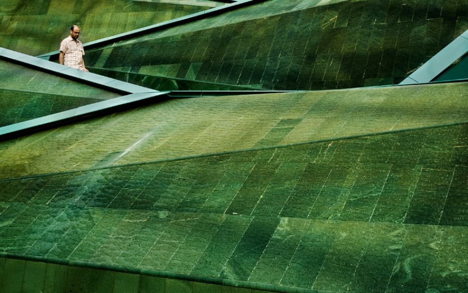 Man on Green Geometry by Marcus Bj [ Ö ] rkman — canvas wall art