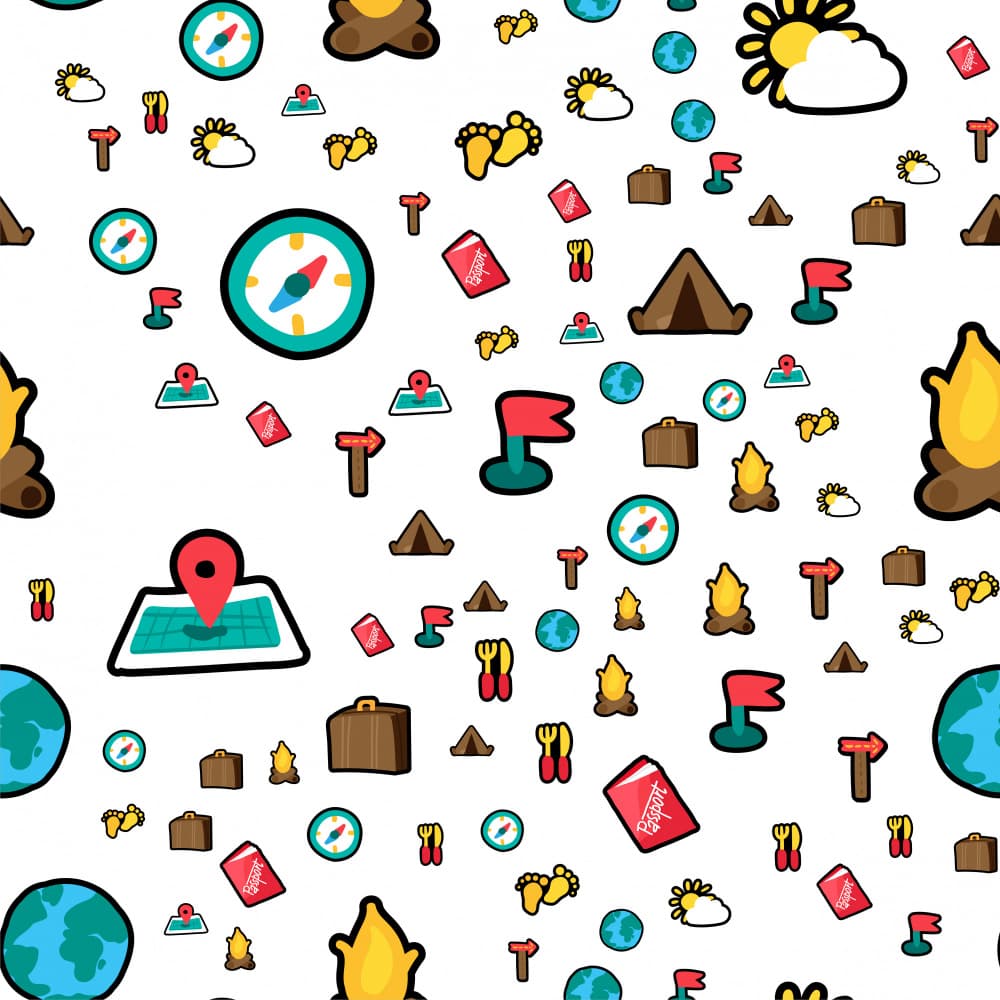 Camping Adventure Pattern by Marika Barsrsind — canvas wall art