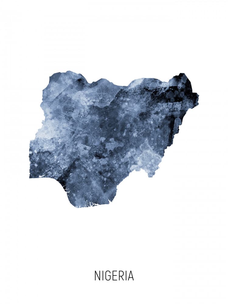 Abstract Nigeria Map by Michael Tompsett — canvas wall art