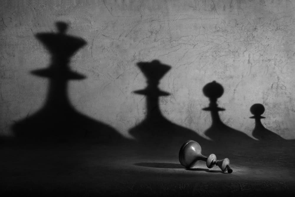 Fallen Chess Pawn Shadows by Victoria  Glinka — canvas wall art