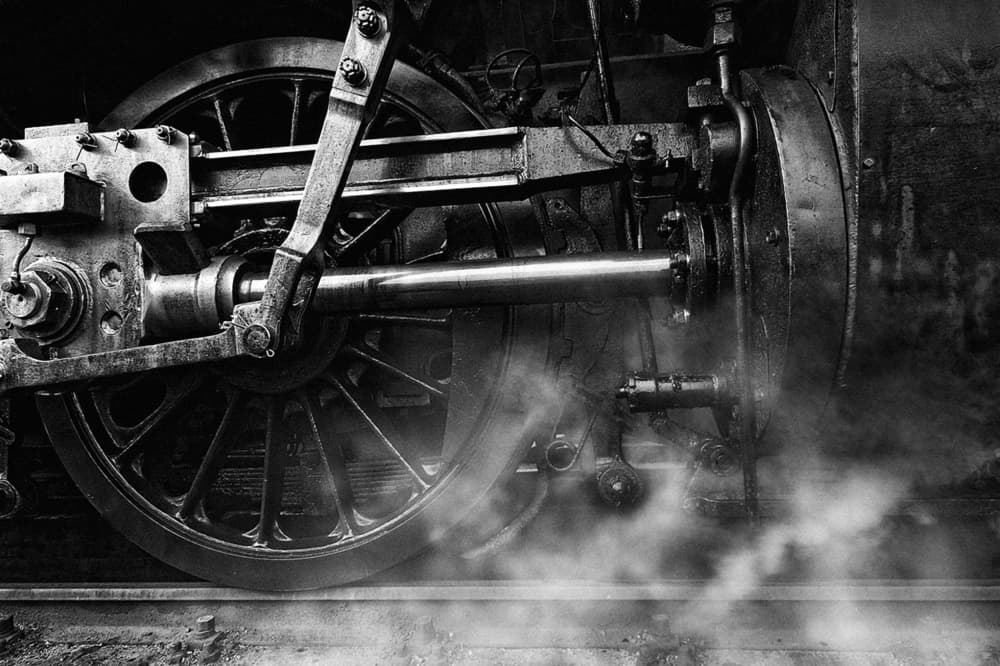 Steaming Train Wheel