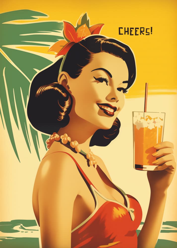 Retro Beach Cheers by Andreas Magnusson — canvas wall art
