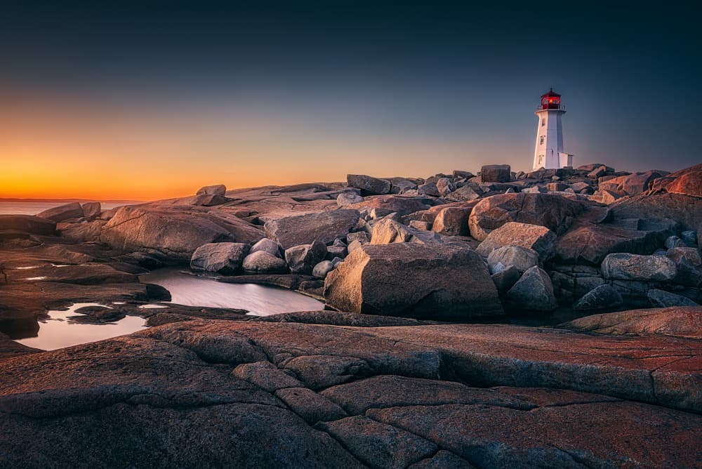 Coastal Twilight Lighthouse by Ben.C.L — canvas wall art