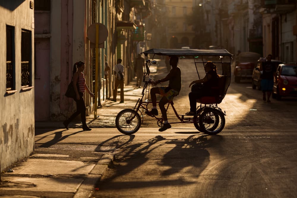 Havana Street Rickshaw by Dan Mirica — canvas wall art