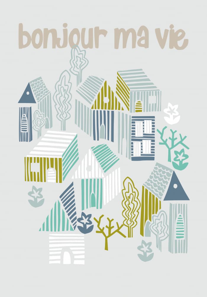 Bonjour Ma Vie Village by Annick — canvas wall art