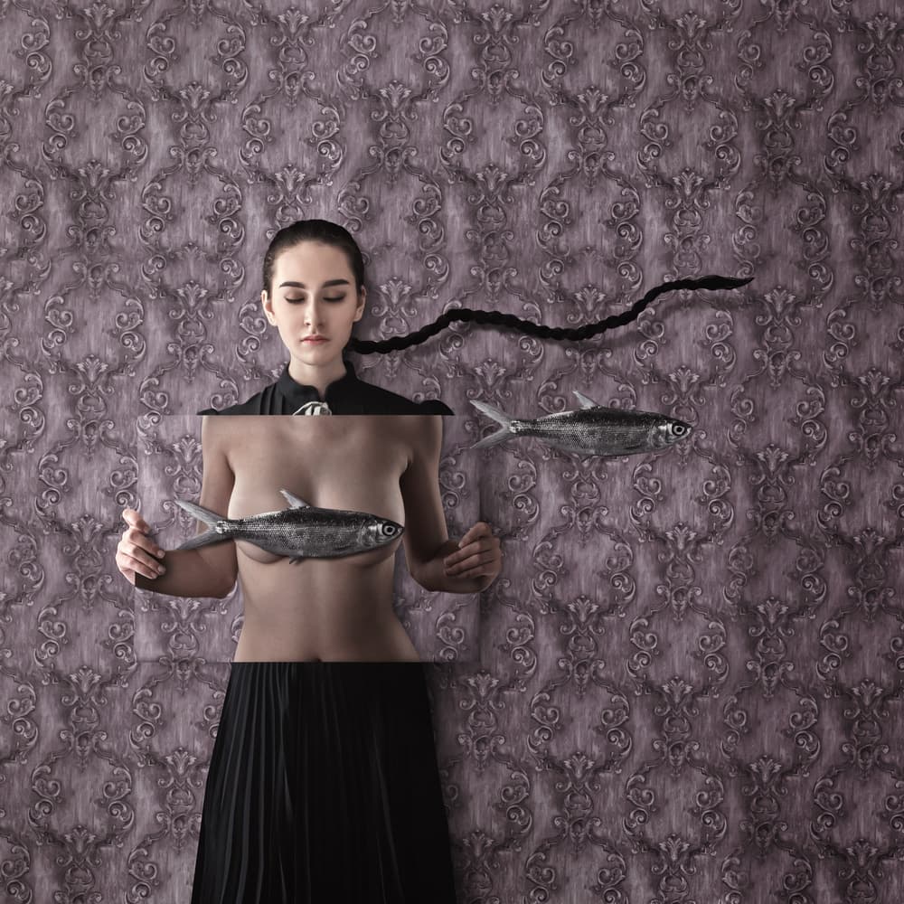 Surreal Fish Woman by hardibudi — canvas wall art