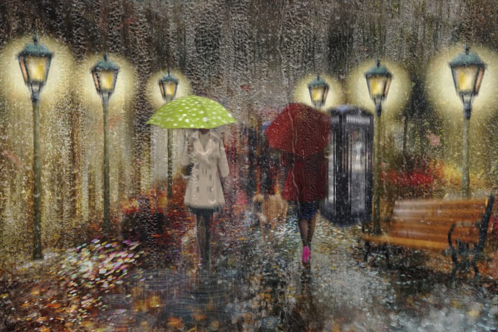 Rainy City Stroll by Ewa Całkosińska-Kajzer — canvas wall art