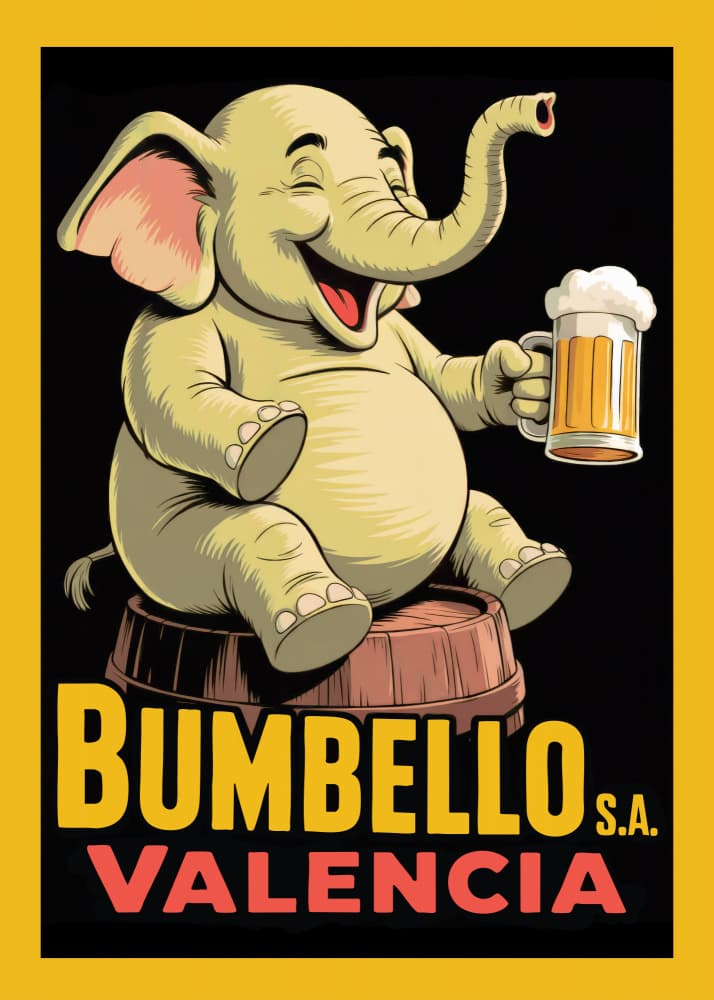 Cheerful Elephant With Beer by Andreas Magnusson — canvas wall art