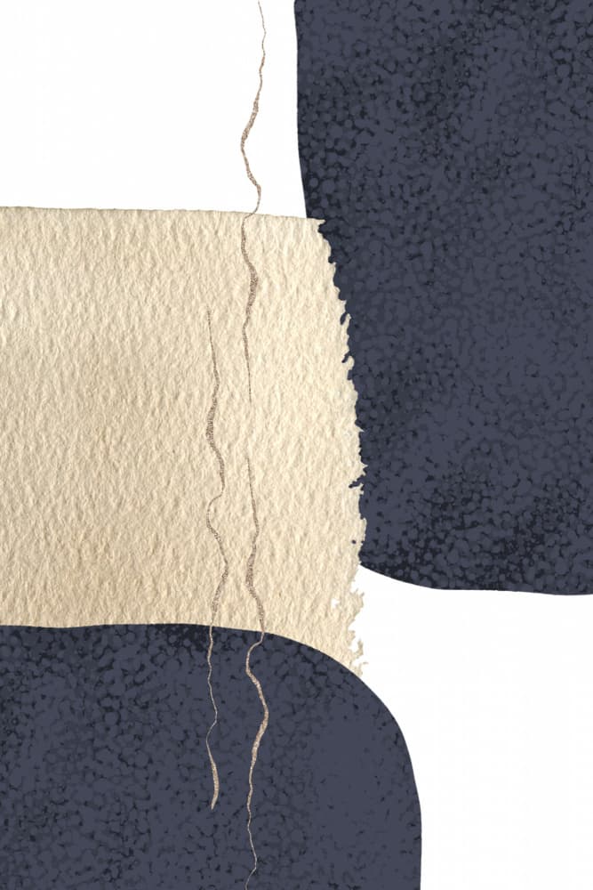 Modern Gold Navy Shapes by Sally Ann Moss — canvas wall art