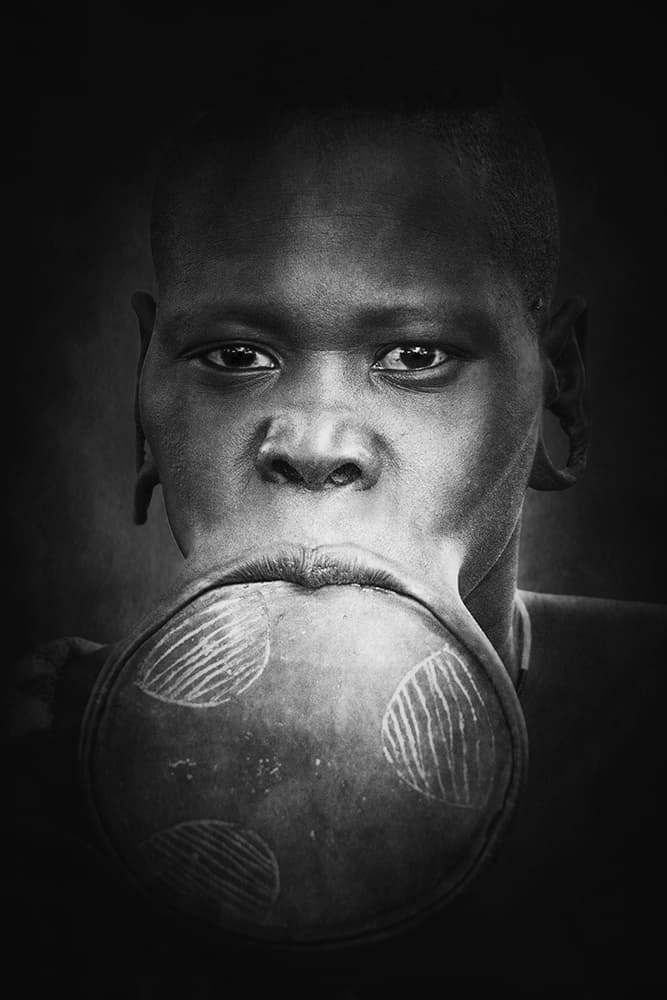 African Lip Plate Portrait by Svetlin Yosifov — canvas wall art
