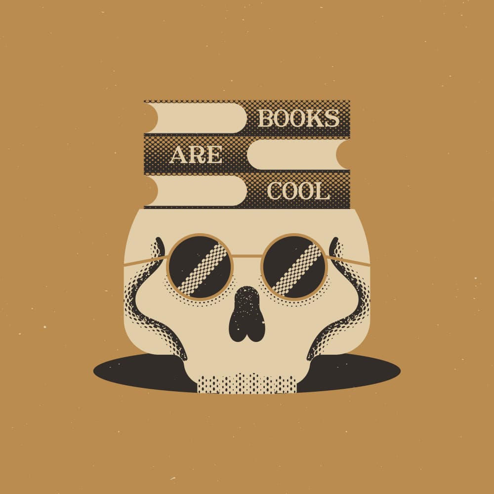 Vintage Books Cool Skull by The Creating Mind — canvas wall art