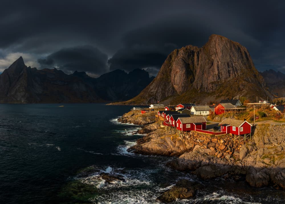 Lofoten Red Fishing Village by Rune Askeland — canvas wall art