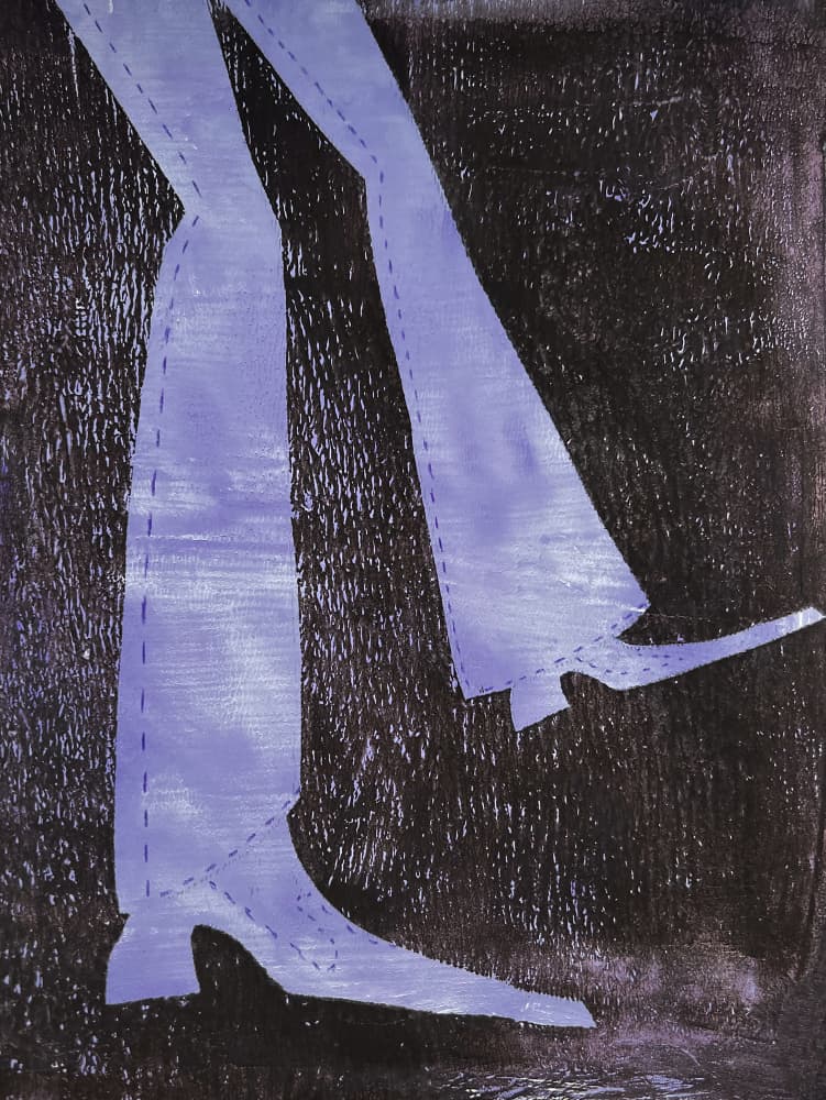 Purple Jeans by Christina Misuro — canvas wall art