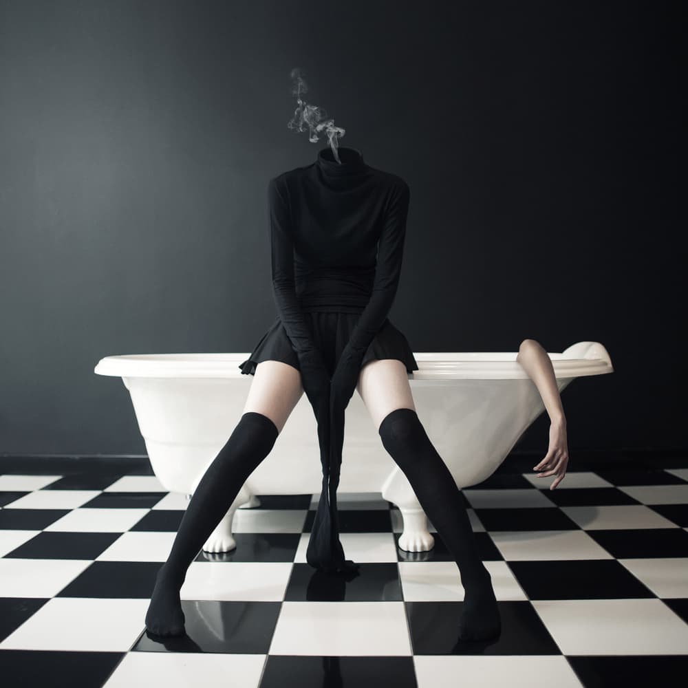 Mysterious Bathtub Figure by hardibudi — canvas wall art