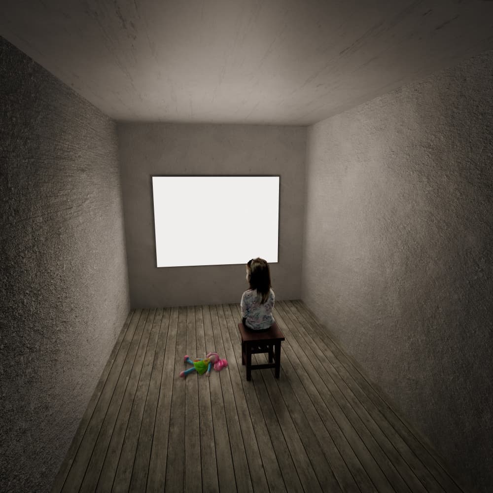 Lonely Girl Empty Room by Evgenii Novichikhin — canvas wall art